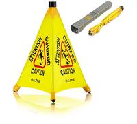 Alpine Caution Wet Floor Sign - Pop Up Slippery When Wet Sign, Wall Mounted Foldable Bilingual Yellow Safety Warning Caution Cone For Commercial & Office Use (30 Inches)
