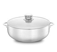 Alpine Cuisine 7-Quart Aluminum Caldero Stock Pot with Glass Lid, Cooking Dutch Oven Performance for Even Heat Distribution, Perfect for Serving Large & Small Groups, Riveted Handles Commercial Grade