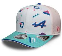 New Era Alpine F1 Team, Official 2025 Collection, Pierre Gasly Drivers USA Miami Special Edition Baseball Cap, White, Blue, Adjustable