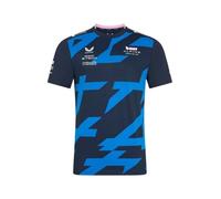 Alpine F1 Team 2025 Pierre Gasly Driver T-Shirt, Navy Blue with Blue Pattern, Short Sleeve (UK, Alpha, M, Regular, Regular, Navy)