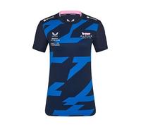 Alpine F1 Team 2025 Women's Pierre Gasly Driver T-Shirt, Navy Blue with Blue Pattern, Short Sleeve (UK, Numeric, 10, Regular, Regular, Blue)