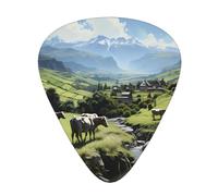 Alpine Farm Cows Printed guitar picks - three thicknesses: thin, medium and thick, suitable for electric guitar, bass and ukulele.