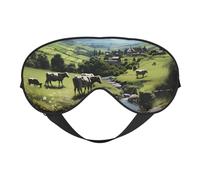 Alpine Farm Cows Prints Double-Sided Eye Mask Adjustable Design Light-Blocking and Breathable Suitable for Rest and Travel.