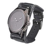 ALPINE Genuine Vintage Leather Cuff Watch Band - Full Grain Leather - 22mm - Black - Unisex - Compatible with Samsung, Galaxy, Seiko, Timex