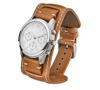 ALPINE Genuine Vintage Leather Cuff Watch Strap - Black, Brown, Tan in Sizes 20mm, 22mm & 24mm - (TAN - 24MM)