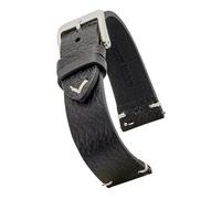 ALPINE Genuine vintage leather watch strap band with quick release spring bars - Black - 22 mm