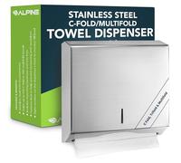 Alpine Industries C-Fold/Multifold Paper Towel Dispenser - Brushed Stainless Steel (290 C Folds/ 380 Multi-Fold)