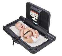 Alpine Industries Wall Mounted Baby Changing Station - Horizontal Baby Changing Table Foldable Diaper Tables with Safety Strap for Commercial Bathroom, ADA Complaint (Hardware Included) Black