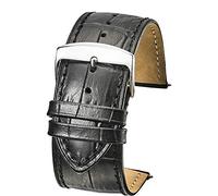 ALPINE INTERNATIONAL Genuine alligator grain stitched leather watch strap (fits wrist sizes 6-7 1/2 inch)- black - 28 mm