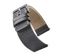 ALPINE INTERNATIONAL Genuine Leather Watch Band - Soft and smooth perforated leather watch strap - Black - 20 mm