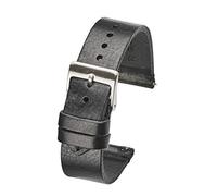 ALPINE INTERNATIONAL Genuine vintage leather watch strap band with quick release spring bars - Black - 20 mm