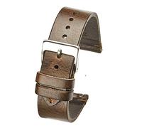 ALPINE INTERNATIONAL Genuine vintage leather watch strap band with quick release spring bars - Brown- 22 mm