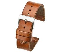 ALPINE INTERNATIONAL Genuine vintage leather watch strap band with quick release spring bars - Tan- 22 mm