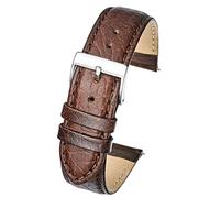 ALPINE INTERNATIONAL Soft Stitched Semi Padded Genuine Leather Buffalo Grain Watch Strap in Extra Long length for Wider Wrists ONLY- Brown - 18 mm (Watch Band fits Wrist Sizes 7 1/2 to 9 inch)