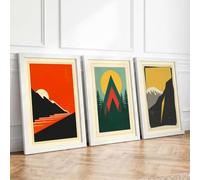 Alpine Journeys Minimalist Set of 3 Framed Wall Art Prints A3 (42×29.7cm)