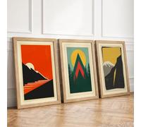Alpine Journeys Minimalist Set of 3 Framed Wall Art Prints A4 (29.7×21cm)