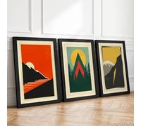 Alpine Journeys Minimalist Set of 3 Framed Wall Art Prints A4 (29.7×21cm)