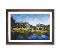 Alpine Lake in Colorado in Abstract Framed Print | A2 Walnut Framed Wall Art | Ready to Hang | Abstract Landscape Picture | Living Room Bedroom Lounge Office