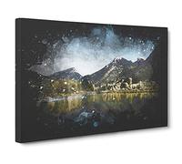 Alpine Lake in Colorado Paint Splash Canvas Print | Gallery Wrapped 30mm Frame Wall Art | 30x20 inches | Ready to Hang | Modern Landscape Picture | Living Room Bedroom Lounge Office