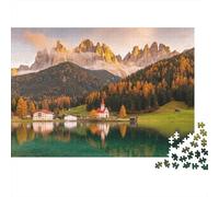 Alpine Lake Jigsaw Puzzles 1000Pc Recyclable Material Swiss Village Senior Puzzles Impossible Hard Difficult Challenging Educational Game for Men 70x50cm/1000pcs