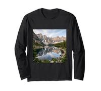 Alpine Lake Mountain Reflection Valley Landscape Photography Long Sleeve T-Shirt