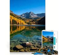 Alpine Lake Reflection in Autumn 1000-piece Jigsaw Puzzles Think Exercise Game Tight Interlock No Gaps Interactive Brain Challenge for Home (38x26cm)