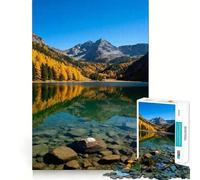 Alpine Lake Reflection in Autumn Jigsaw Puzzles1000 Pieces Cognitive Boost Fun Burr Free Clean Cut Pieces Holiday Indoor Entertainment Toy (50x75cm)