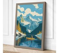 Alpine Lake Retreat Vintage Canvas Wall Art Print 18x12 Inch