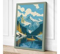 Alpine Lake Retreat Vintage Canvas Wall Art Print 24x16 Inch