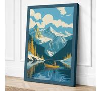 Alpine Lake Retreat Vintage Canvas Wall Art Print 24x16 Inch