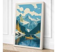 Alpine Lake Retreat Vintage Canvas Wall Art Print 30x20 Inch