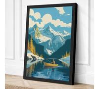 Alpine Lake Retreat Vintage Canvas Wall Art Print 30x20 Inch