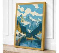 Alpine Lake Retreat Vintage Canvas Wall Art Print 36x24 Inch