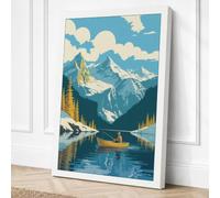 Alpine Lake Retreat Vintage Canvas Wall Art Print 36x24 Inch (91 x 61 cm)
