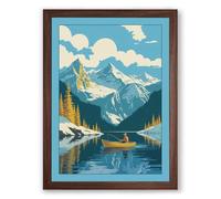 Alpine Lake Retreat Vintage Framed Wall Art Print A3 (42×29.7cm) Walnut, Wall Decor for Living Room, Bedroom, Office & Home, Ready to Hang, Art Gift
