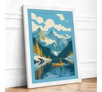 Alpine Lake Retreat Vintage Framed Wall Art Print A3 White