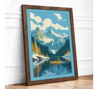 Alpine Lake Retreat Vintage Framed Wall Art Print A4 Walnut