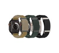 Alpine Loop Compatible With Apple Watch Ultra 2/Ultra, 49mm 46mm 45mm 44mm 42mm 41mm 40mm 38mm Alpine Nylon Watch Band for iWatch Ultra SE/SE 2 Series 10 9 8 7 6 5 4 3 2 1 (3P-Black+Tan+Dark Green, 44