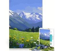 Alpine Meadow Landscape 1000 Piece Jigsaw Puzzles Memory Train Fun Smooth Burr Free Surface Entertaining Challenge for Spare Time (50x75cm)