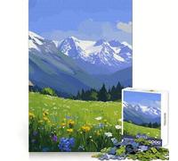 Alpine Meadow Landscape Jigsaw Puzzle 1000 Piece for Teenagers Focus Training Peaceful Escape Tight Join Thoughtful Gift (50x75cm)