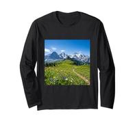 Alpine Meadow Mountain Path Valley Landscape Photography Long Sleeve T-Shirt
