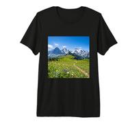 Alpine Meadow Mountain Path Valley Landscape Photography Premium T-Shirt