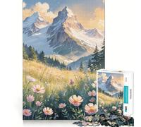 Alpine Meadow Serenity Jigsaw Puzzles1000 Pieces Brain Recall Game Premium Laser Cut Quality Absorbing Activity for Quiet Nights (38x52cm)