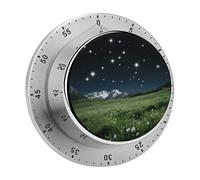 Alpine Meadow Stars Kitchen Timer - Mechanical Visual Timer, Stainless Steel Digital Timers with Magnetic Base Egg Timers for Hard Boiled Eggs 60-Minute Countdown Kitchen Clock for Cooking