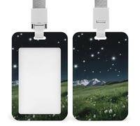 Alpine Meadow Stars Retractable ID Badge Holder with Lanyard - Vertical Badge Reel,Keychain Clip,Name Tag Id Card Holder Protector for Nurse Officer Teacher Security Staff Women Men