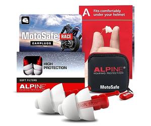 Alpine MotoSafe Race Motorcycle Earplugs - Prevent Hearing Damage While Motorcycling & Traffic Still Audible - Comfortable Hypoallergenic Motorbike Earplugs - Reusable, 1 Pair