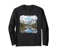 Alpine Mountain Lake Reflection Jagged Peaks Scenic Long Sleeve T-Shirt