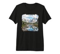 Alpine Mountain Lake Reflection Jagged Peaks Scenic Premium T-Shirt