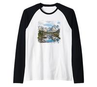 Alpine Mountain Lake Reflection Jagged Peaks Scenic Raglan Baseball Tee
