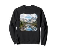 Alpine Mountain Lake Reflection Jagged Peaks Scenic Sweatshirt